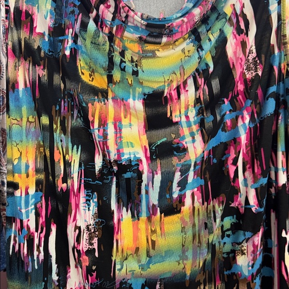 Peter Nygard Colorful Brushstroke Sleeveless Blouse Plus Size 1X - Picture 5 of 5